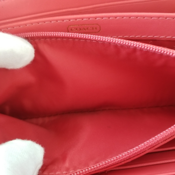 Coach Red Leather Zip Around Wallet - Picture 8 of 16
